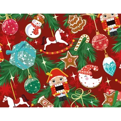 Бумага новогодняя для упаковки подарков 10 листов - 100 х 70 см 50г (PCZ10070-10-634)