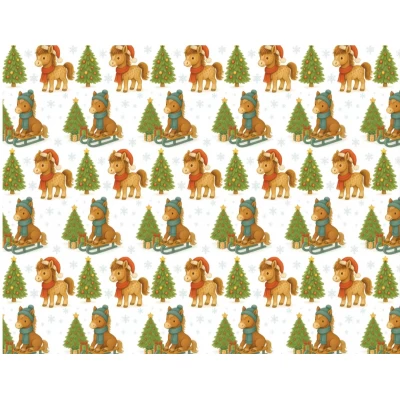 Бумага подарочная мелованная 80г, новогодняя, 100 х 70см -10 листов (PVM10-325NY)