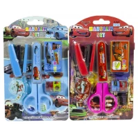 Набор степлер,скобы,ножницы,дисп.скотч цветной 