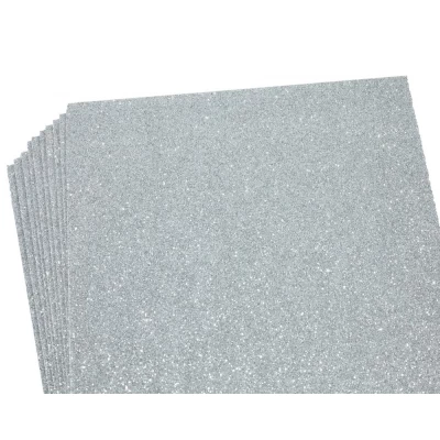Фоамиран 1,7мм серебро  с глиттером  10листов  (самоклейка) (17GLKA4-016)