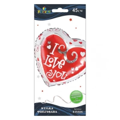 Шарик фольгированный Pelican, сердце бело красное I love you, 45см Разноцветный Pelican (835506)