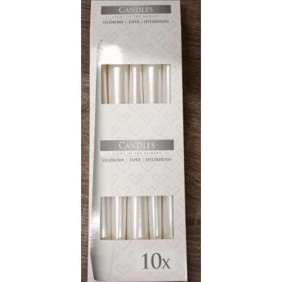 Свеча коническая Bispol жемчужная 7 часов, 24,5см Белый Unison (S30-190)