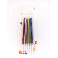 Набор свечей для торта металлизированный, микс, 12см, 6шт/уп Разноцветный Unison (968727/1282)