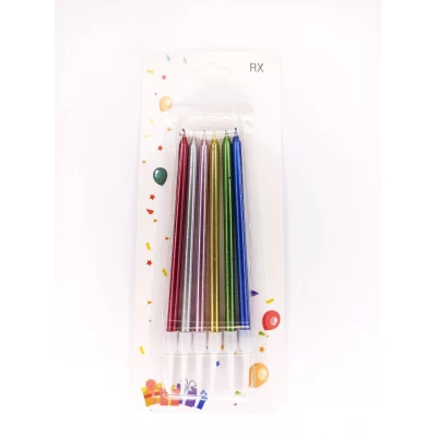 Набор свечей для торта металлизированный, микс, 12см, 6шт/уп Разноцветный Unison (968727/1282)