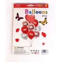 Набор из 9 шариков ,СЕРДЕЧКО КРАСНОЕ Красный Unison (836834-1 red)