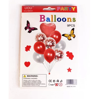 Набор из 9 шариков ,СЕРДЕЧКО КРАСНОЕ Красный Unison (836834-1 red)