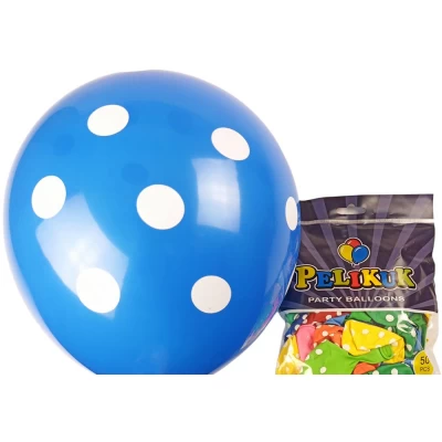 Шарики круглые Pelikuk 12' (30 см) цвета микс  горошек, 50шт/уп Разноцветный Pelikuk (1250C-402)