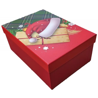 Подарочная новогодняя коробка прямоугольная 23 х 16 х 9см, 3шт/наб Красный Unison (11382-57-44)