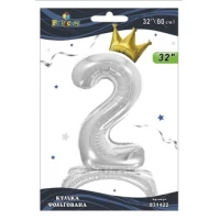 Шарик фольгированный цифра с короной на подставке Шарик фольгированный цифра с короной на подставке