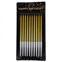 Набор свечей для торта 10 шт, желтое золото, 14 см Желтый Без бренда (040557/9333  yellow gold)