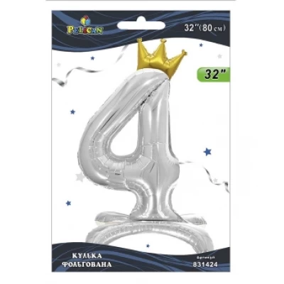 Шарик фольгированный цифра с короной на подставке Шарик фольгированный цифра с короной на подставке