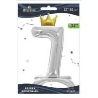 Шарик фольгированный цифра с короной на подставке Шарик фольгированный цифра с короной на подставке