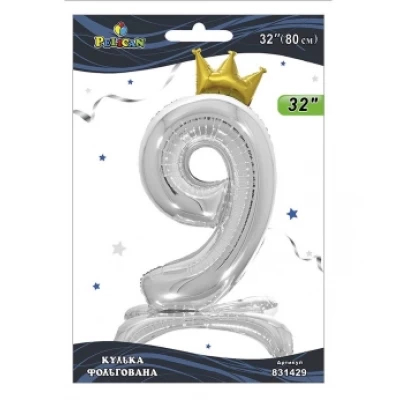 Шарик фольгированный цифра с короной на подставке Шарик фольгированный цифра с короной на подставке