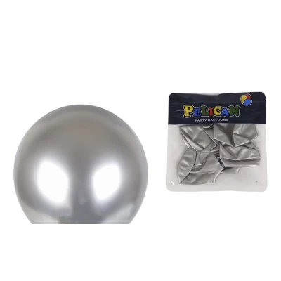 Шарики воздушные 13' (33 см) хром серебро 5шт/уп Серебряный Pelican (1305C-603)
