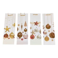 Пакет подарочный новогодний под бутылку, 4 дизайна, 210g, 35 х 12 х 9 см (2606)