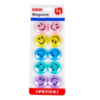 Магниты Смайлы пастельных цветов – 10 шт, d=3см (13173/X3010)