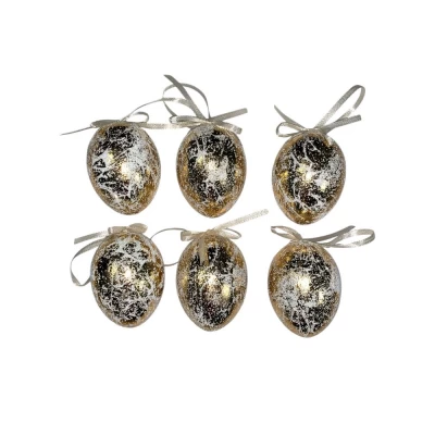 Набор пасхальных яиц 6 х 4см Ретро-золото - 6шт с лентой (L00141)