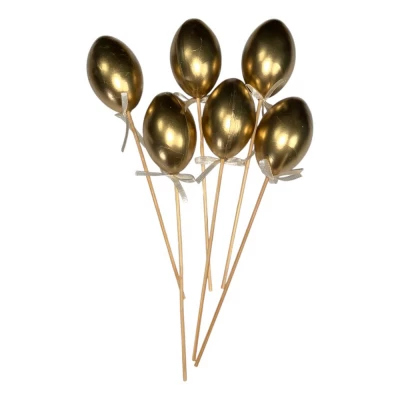 Топпер пасхальные яйца 6 х 4см  Золото -6шт (L00151)