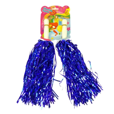 Помпоны для чирлидинга и танцев синие 2 шт, с ручкой (0815-100   dark blue)