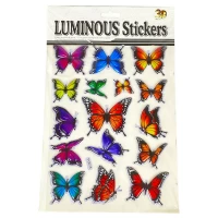 Наклейка пластиковая рельефная флуоресцентная, 10 х 30см  Бабочки (Y-Q015)