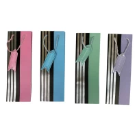 Пакет подарочный под бутылку, фольгированный, 4 дизайна, 210g, 12 x 35 x 10см (3161)