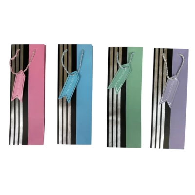 Пакет подарочный под бутылку, фольгированный, 4 дизайна, 210g, 12 x 35 x 10см (3161)