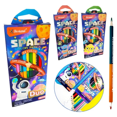 Карандаши треугольные двусторонние, 12шт/24 цвета (BD1716) Карандаши треугольные двусторонние, 12шт/24 цвета (BD1716)