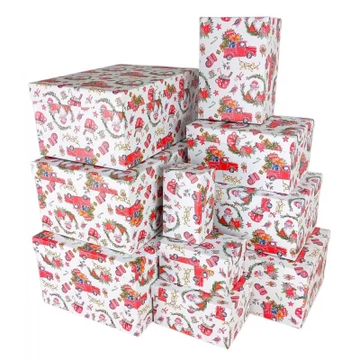 Подарочная новогодняя коробка прямоугольная 35,5 х 25 х 16см  , 10шт/наб (105773)