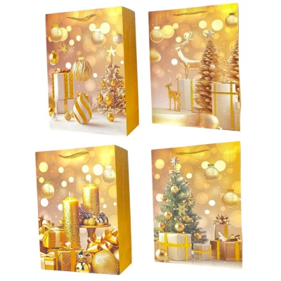 Пакет подарочный новогодний , 26 х 32 х 12cm 4 дизайна (814M)