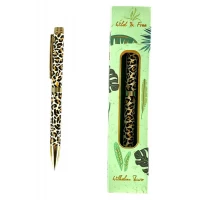 Ручка шариковая автоматическая, металлическая, с леопардовым принтом (WB167)