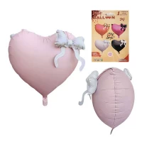 Шарики фольгированные Сердце с бантом 22'' розовый цвет (CX-14) Шарики фольгированные Сердце с бантом 22'' розовый цвет (CX-14)