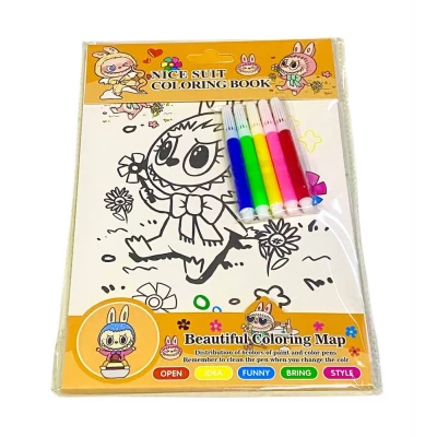 Набор Альбом раскраска 6 листов, фломастеры 5 цветов, 16 х 21см (С-12)