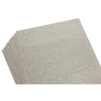 Фоамиран 2мм серебристый с глиттером (10 листов) (7949)