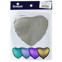 Шарик фольгированный PELICAN сердце 10' (25см) сатин СЕРЕБРО (5шт) Серебряный Pelican (833732)