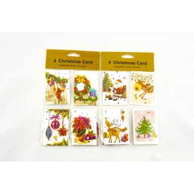 Открытка новогодняя  3D 210г, 4шт/уп, 5,5 х 8см Белый Unison (937)