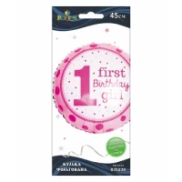 Шарик фольгированный Pelican, 1-й день рождения девочки, 45см Разноцветный Pelican (835230) Шарик фольгированный Pelican, 1-й день рождения девочки, 45см Разноцветный Pelican (835230)