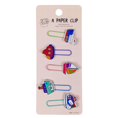 Закладки-скрепки с деревянным декором 5шт 