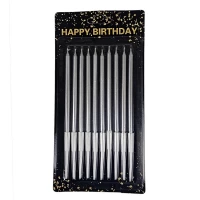 Набор свечей для торта 10 шт, серебро, 14 см Серебряный Без бренда (040557 silver) Набор свечей для торта 10 шт, серебро, 14 см Серебряный Без бренда (040557 silver)