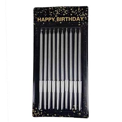 Набор свечей для торта 10 шт, серебро, 14 см Серебряный Без бренда (040557 silver) Набор свечей для торта 10 шт, серебро, 14 см Серебряный Без бренда (040557 silver)