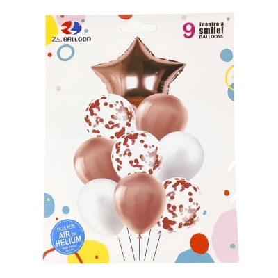 Набор шариков микс со звездой, 9шт РОЗОВОЕ ЗОЛОТО Розовый Без бренда (10121) Набор шариков микс со звездой, 9шт РОЗОВОЕ ЗОЛОТО Розовый Без бренда (10121)