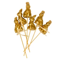 Набор золотых пасхальных кроликов 8см -6шт на палочке Золотой Unison (L00123) Набор золотых пасхальных кроликов 8см -6шт на палочке Золотой Unison (L00123)