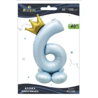 Шарик фольгированный цифра с короной на подставке 