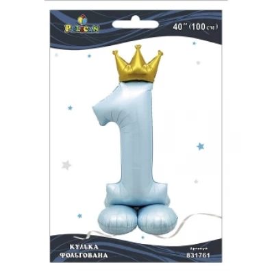 Шарик фольгированный цифра с короной на подставке Шарик фольгированный цифра с короной на подставке