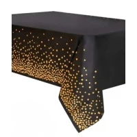Скатерть черная 137 х 183см, Горошек золотой Черный Без бренда (871033)