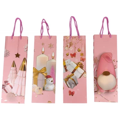 Пакет подарочный под бутылку новогодний 12х 35 х 9см (DV-BK610-4c)