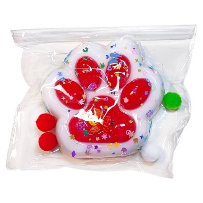 Таба лапка новогодняя 10см сквиш антистресс (712295 white-red)