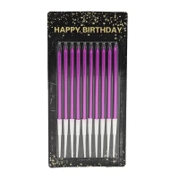 Набор свечей для торта 10 шт, ФУКСИЯ, 14 см (040557/9332 fuchsia)