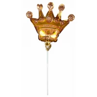 Шарик надувной фольгированный mini Myler, Корона + палка пластиковая 30см (BP10836/MN015)