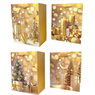 Пакет подарочный новогодний , 18 х 23 х 10cm 4 дизайна (814S)
