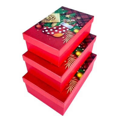 Подарочная новогодняя коробка 23 х 16 х 9,5см, 3шт/наб (1037Y-005L(3568L))